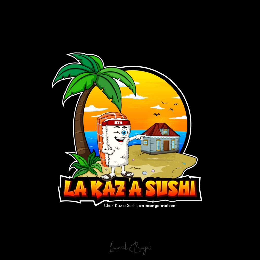 logo sushi couleurs cartoon