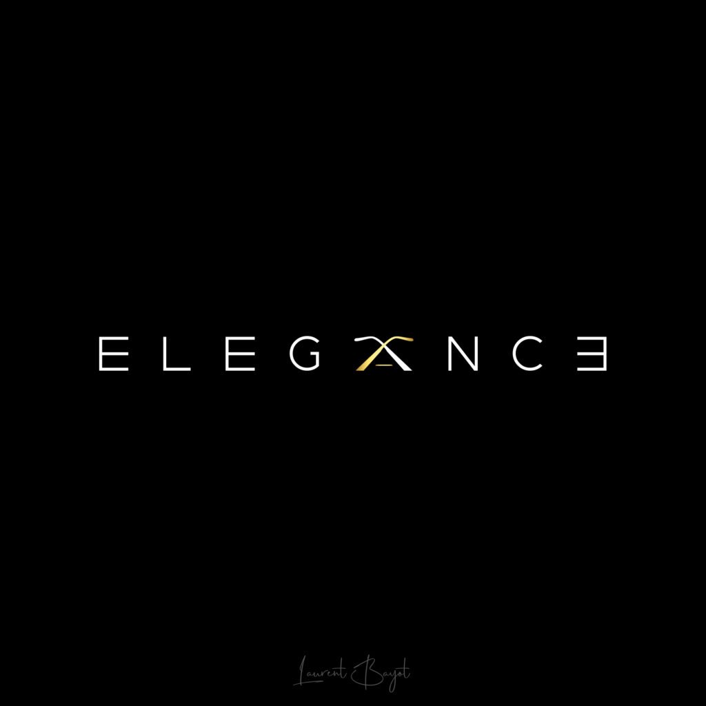 logo typographique blanc or